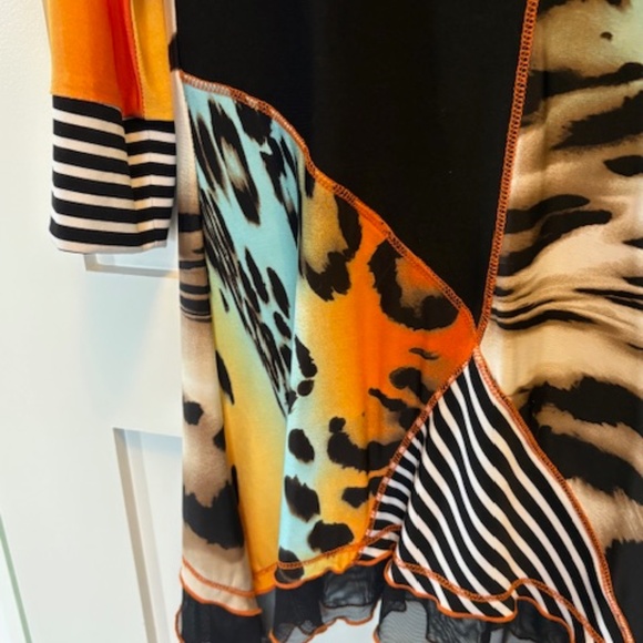 FRANK LYMAN long top/tunic sz US/CAN 4 multicolour animal print ruffled hem - Picture 14 of 15